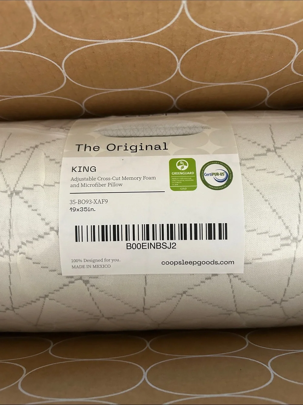 COOP Sleep Original Adjustable Pillow, King Size, NWT